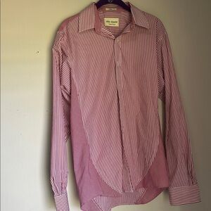 Men’s Robbie Alexander Red and White Striped Button-Up Shirt